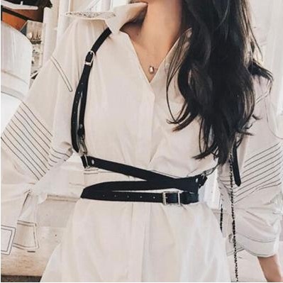 Fashion Faux Leather Belts Sculpting Body Harness Cage Vest Chest