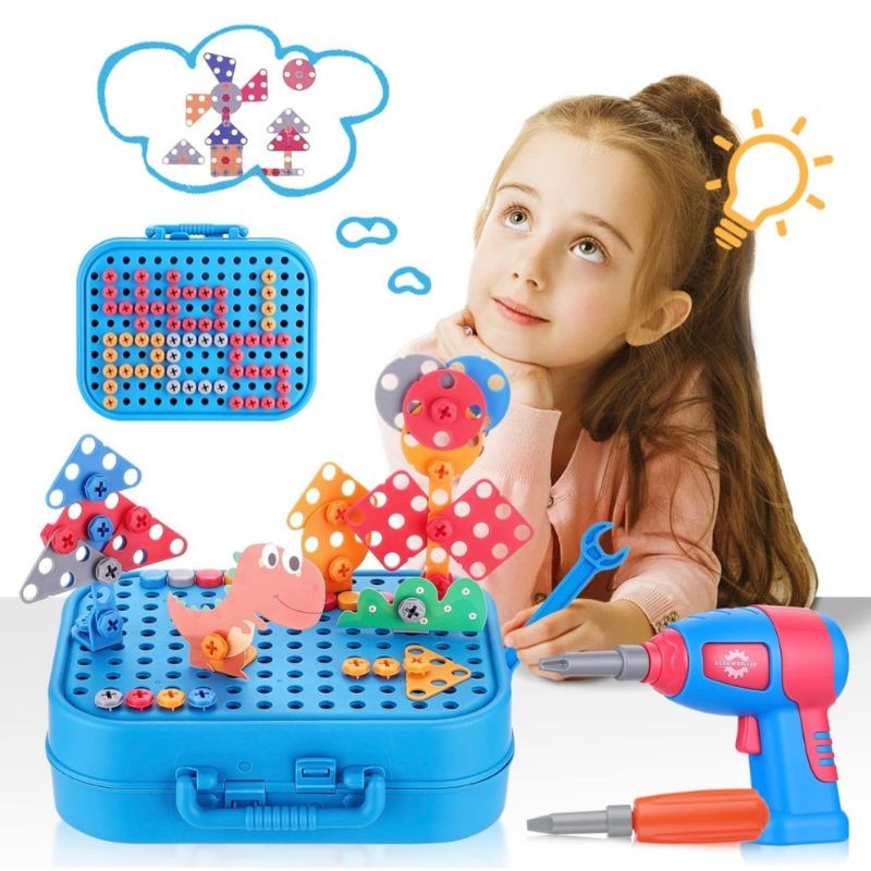 FunToy 230pcs Electric Drill Toy Set 3D Building Blocks Screw Puzzle ...