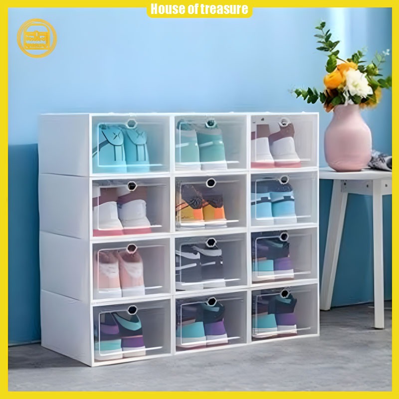 Large Size Color hard plastic Shoe Box folding dust proof drawer Shoe Rack Storag Organizer Shoe Box Shopee Philippines