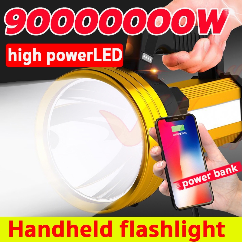 High Power LED Flashlight with Power Display USB Rechargeable Lamp