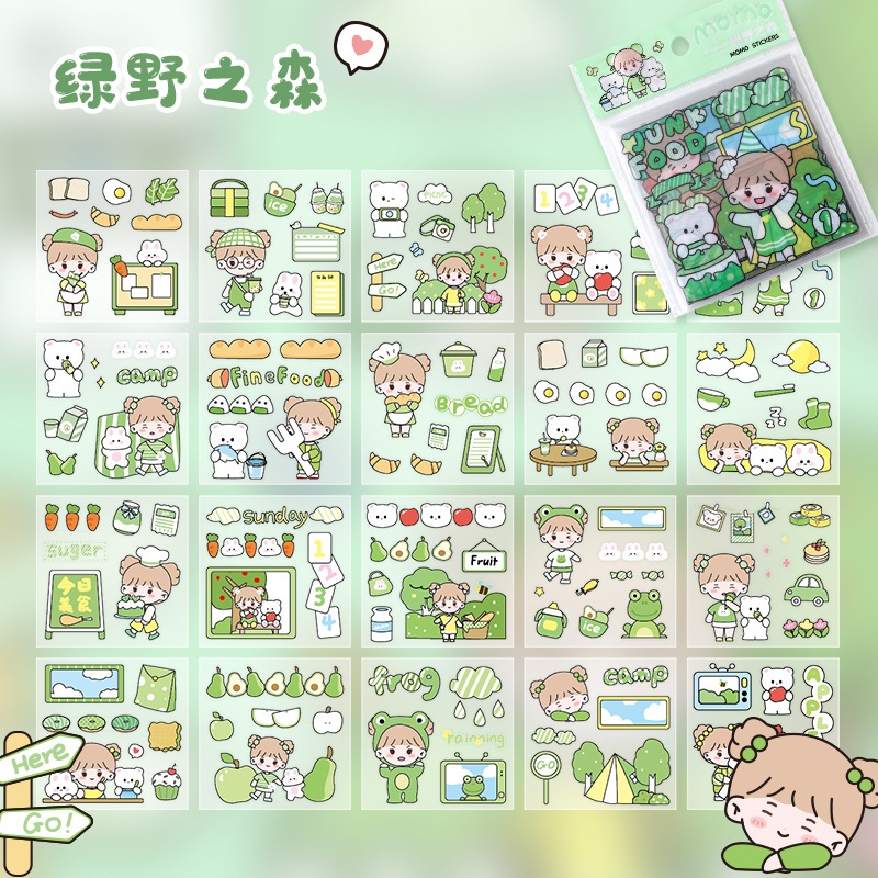 Cute Stickers 100Pcs Korean Cartoon Motif Stickers Waterproof DIY ...