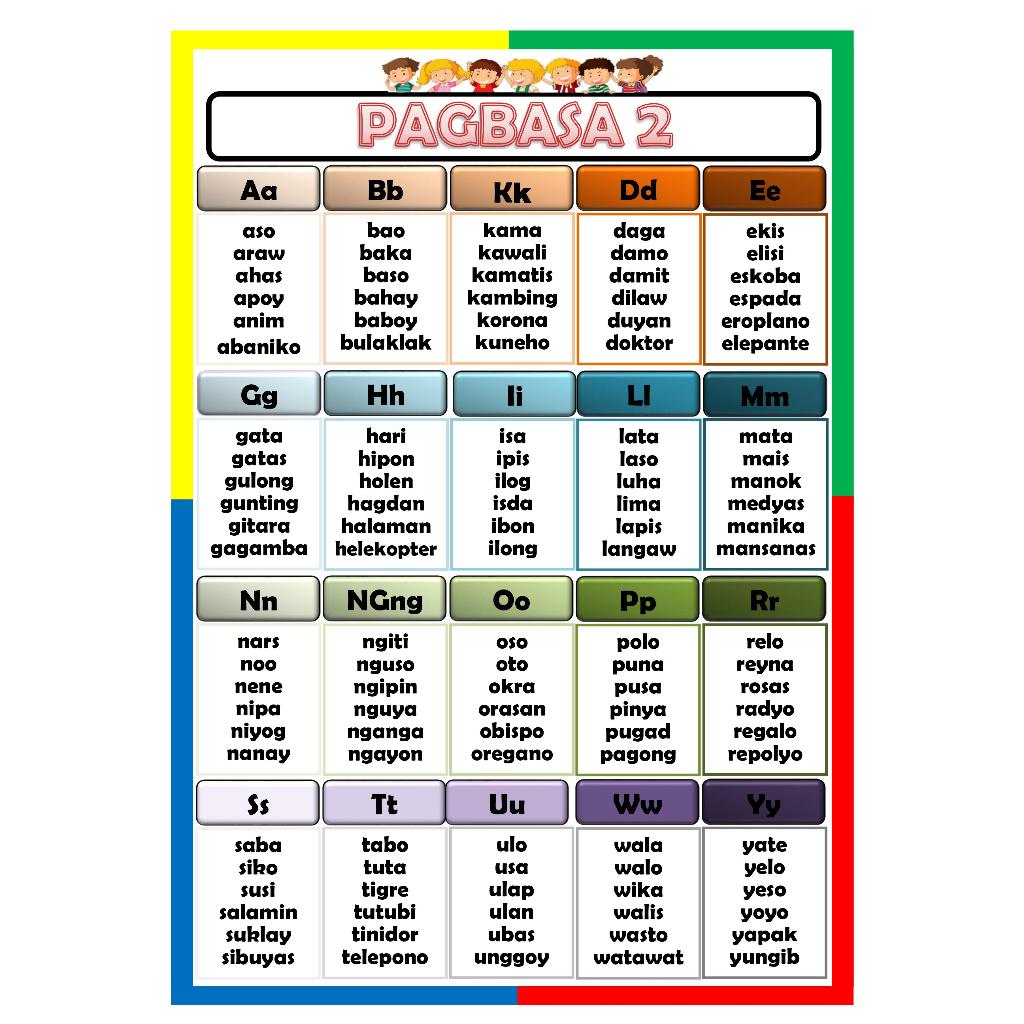 Laminated Educational Chart - Pagbasa 2 - A4 - with random freebie ...