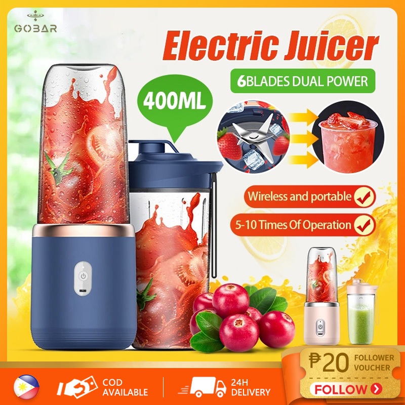 Portable Juicer 2 Cups Blender Tumbler Heavy Duty Fruit Presser
