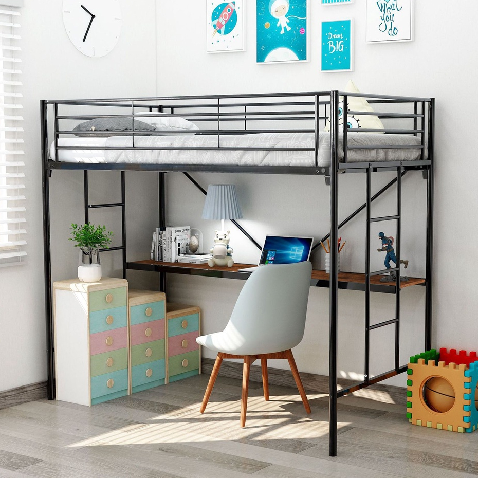 Loft Bed Frame Double Deck Bed Metal Stainless Steel Tube Bed Children ...