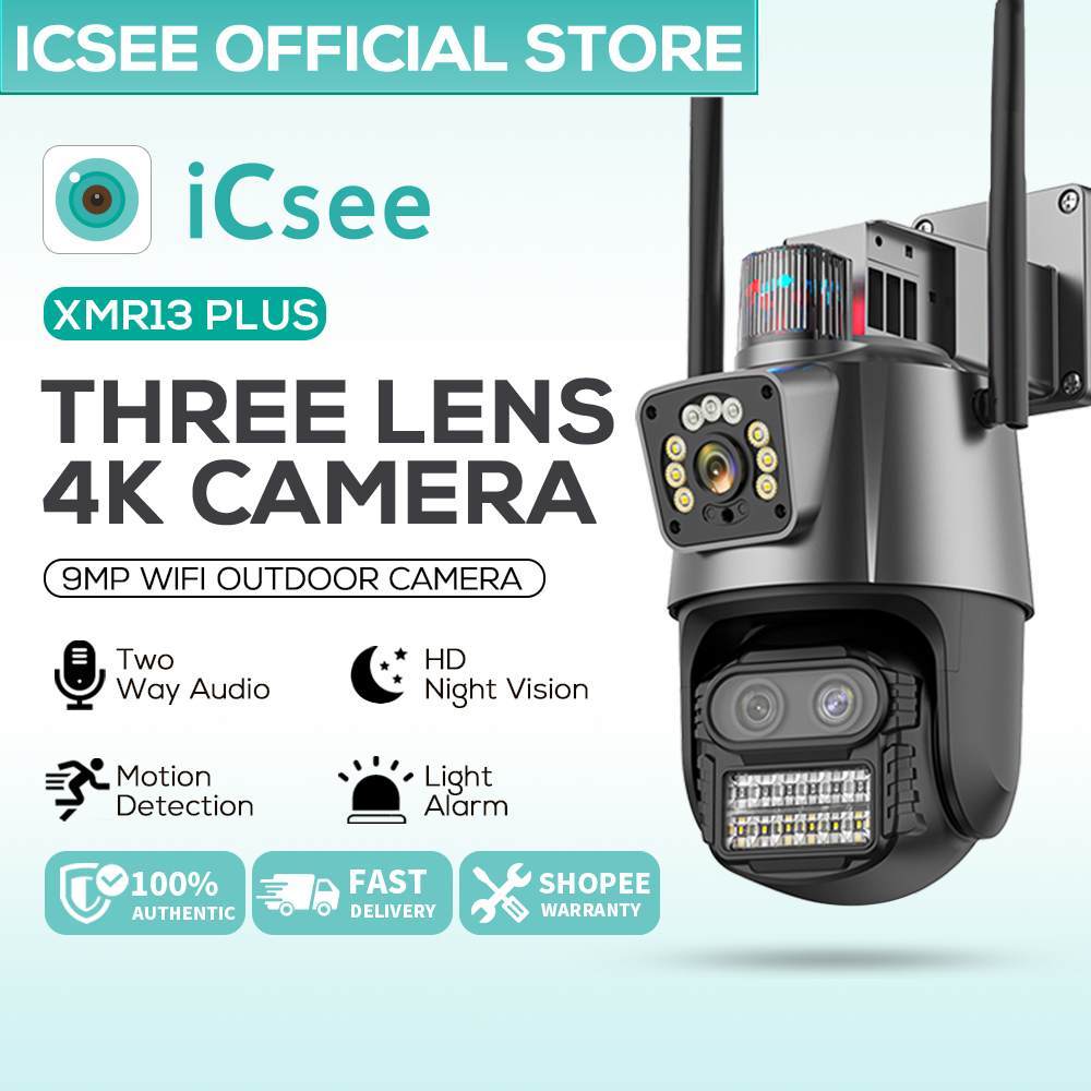 ICSEE XM R13 PLUS 3 Lens Outdoor 9MP CCTV Wireless Wifi Waterproof