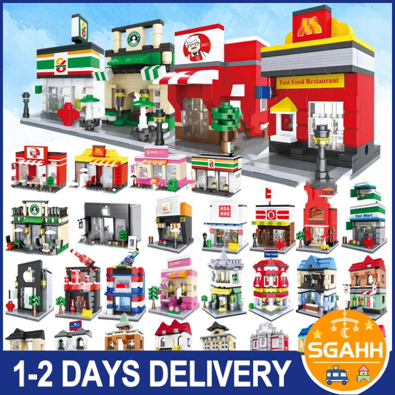 City Street View Building Blocks Set 3D Architecture View DIY lego ...