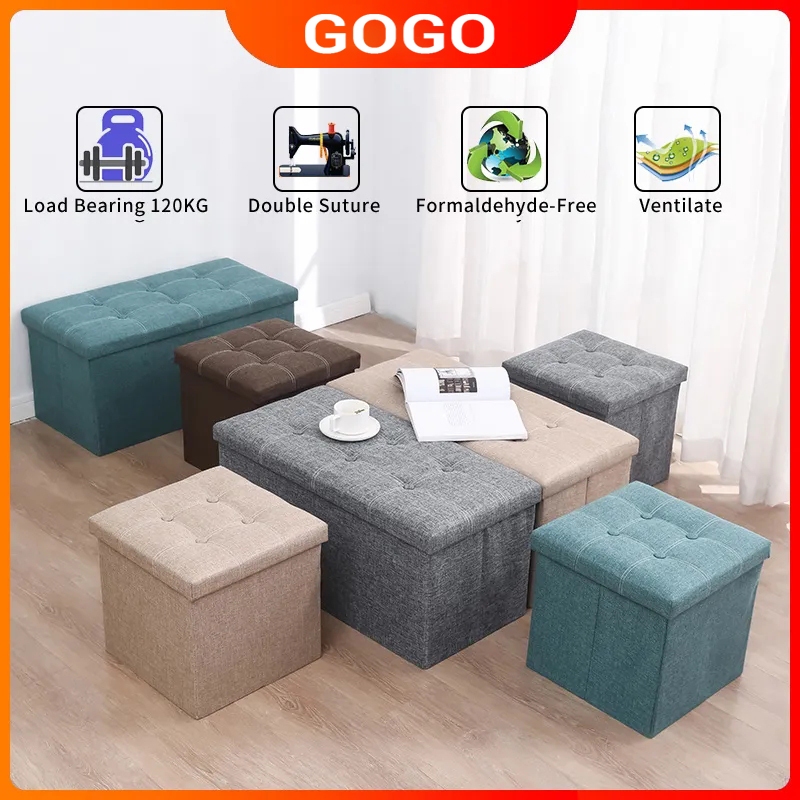 Ottoman Storage Box Stool Rectangular Storage Stool Sofa Folding ...