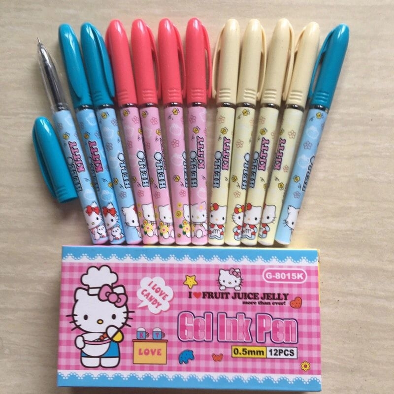12pcs Hello Kitty Gel Pen Black Ink Color 0.5mm | Shopee Philippines