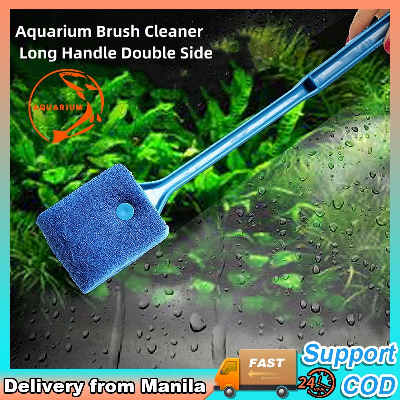 Aquarium Brush Sponge Scraper Long Handle Fish Tank Cleaning Tool ...
