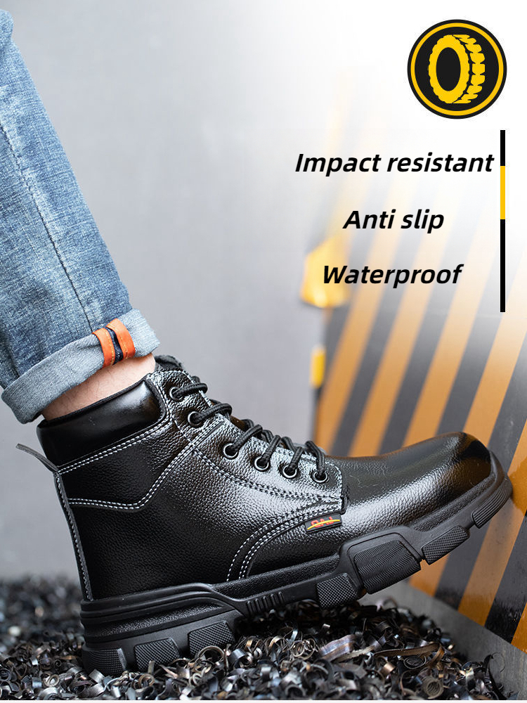 Safety Shoes Boots Waterproof Anti-Slip Steel-Toed Safe Medium-Sized ...
