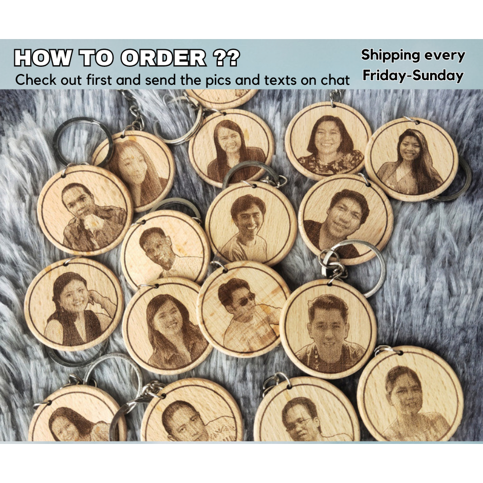 Personalized/ Customized Round Wooden Keychain - Laser Engraved by ...