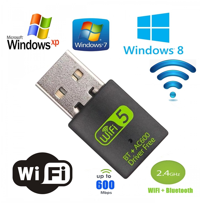 USB Wifi Dongle 600Mbps Bluetooth Wireless Adapter WiFi BT Receiver 2
