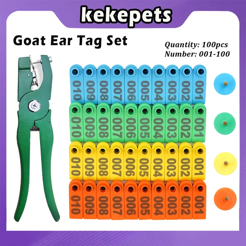 Goat Ear Tag Set 100Pcs 001-100 Number Plastic Livestock Ear Tags+Ear ...