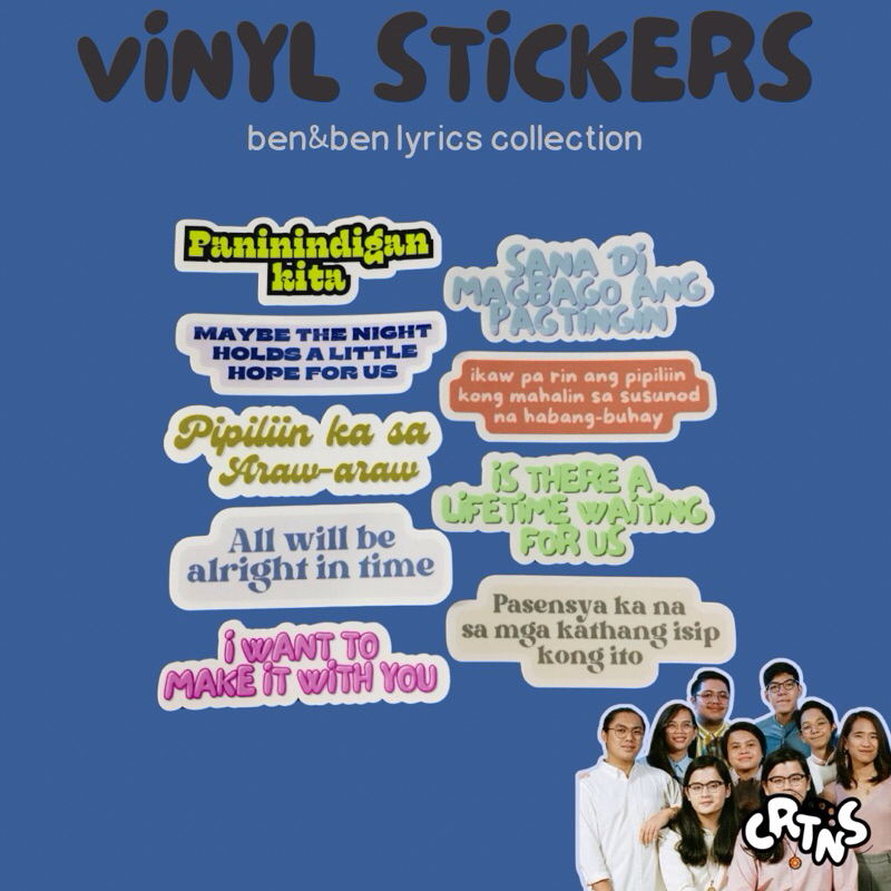 Ben&Ben Lyrics Stickers Vinyl Waterproof Sticker Shopee Philippines