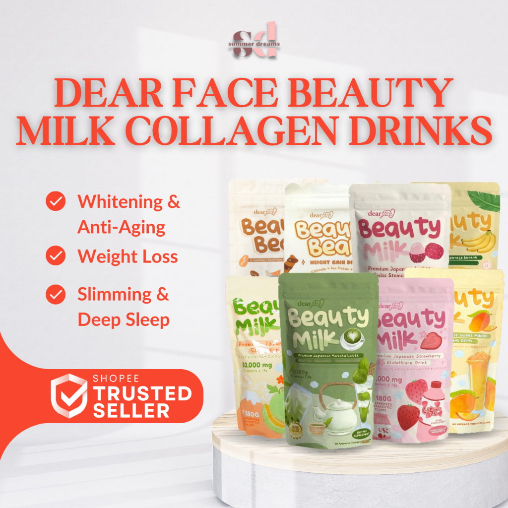 DEAR FACE Beauty Milk Collagen Drink FDA Approved 10 Sachets 180g