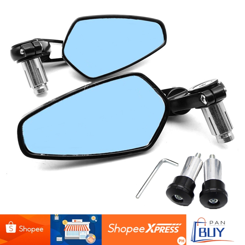 Motorcycle Aluminum Handle Bar End Side Rearview Mirror Black Foldable ...