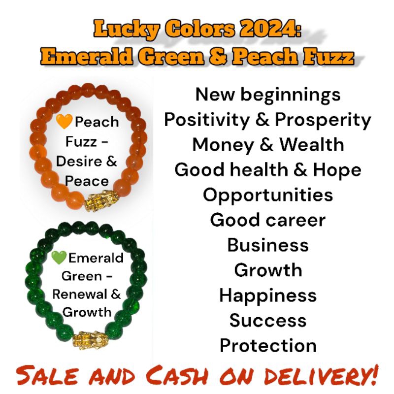Emerald Green/Peach Fuzz with Piyao Bracelets Lucky Colors 2024 Shopee Philippines