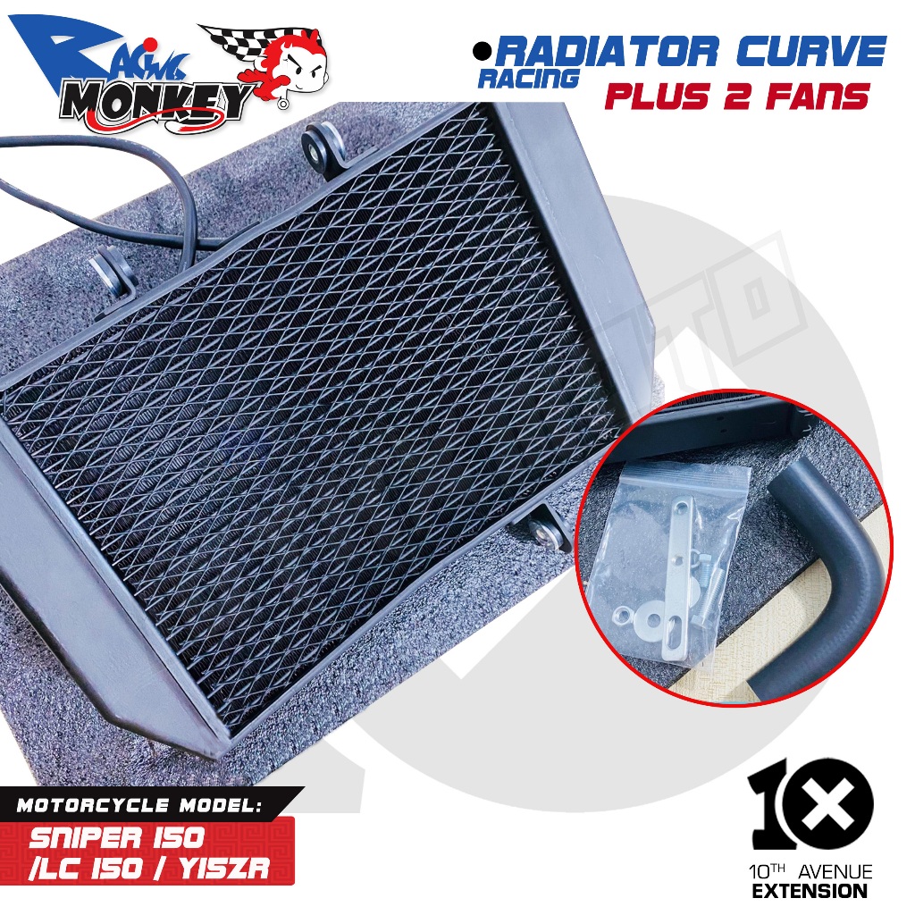 10thX Racing Monkey Racing Radiator Curve Black with 2 Fans for Sniper ...