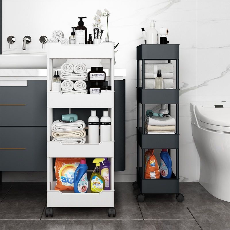4 Layer Organizer Trolley Moving Rack Kitchen Storage Shelf Home ...