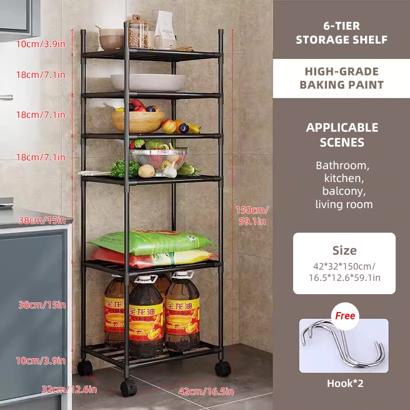 Metal Kitchen Rack Organizer Shelf Layer Storage Space Saver ...
