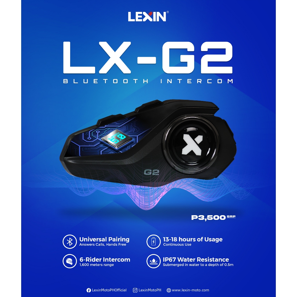 LEXIN G2 Bluetooth Intercom For Motorcycle Helmet Audio | Shopee ...