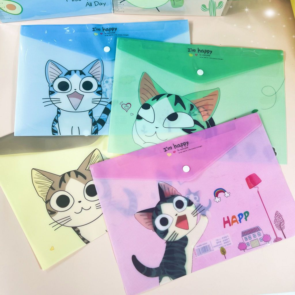 A4 plastic envelope cute cartoon file bag student stationery 1pc ...