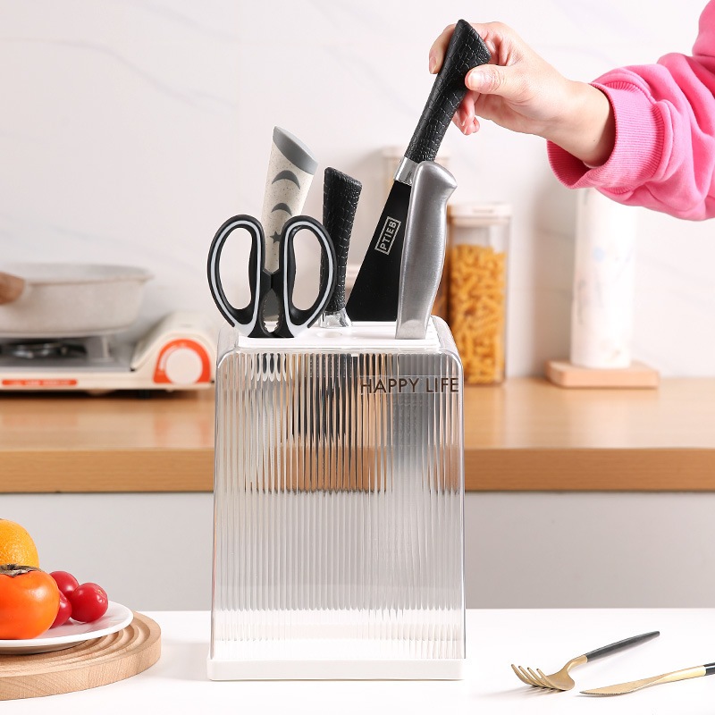 Kitchen tabletop transparent knife holder with large capacity knive ...