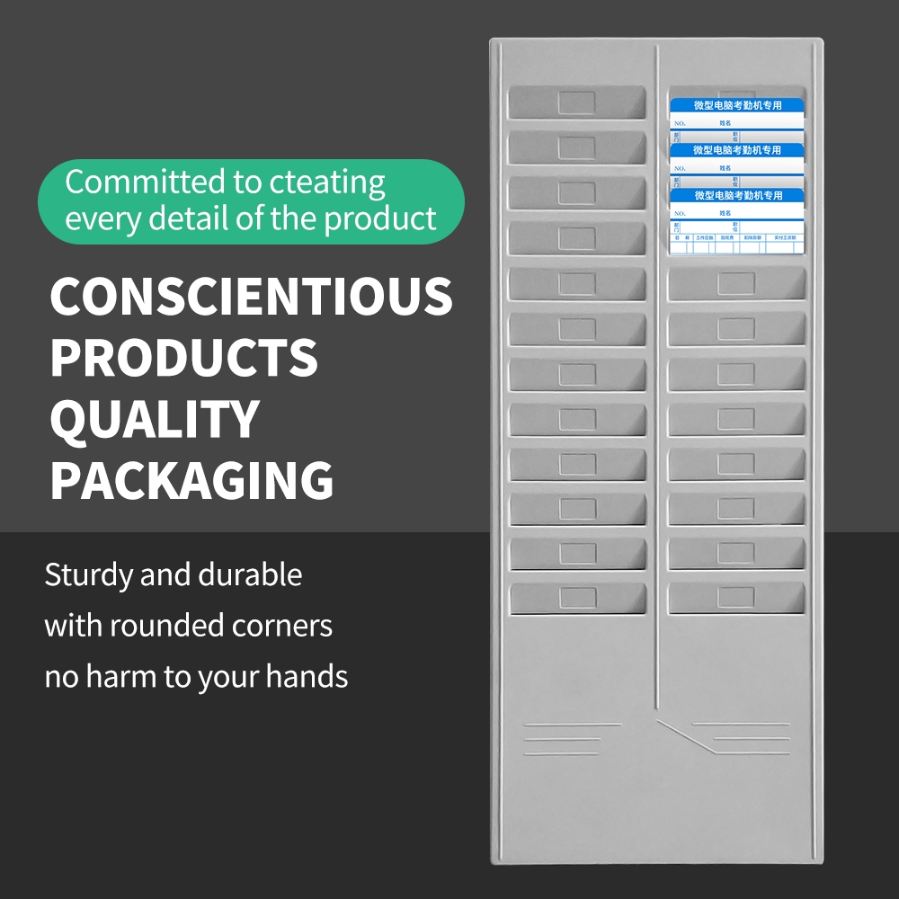 Time Card Rack Wall Mount Holder 24 Pocket Slot for Attendance Recorder