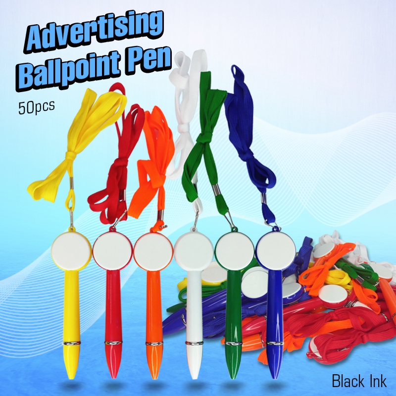 50 pcs Ballpen - Hung Rope Advertising Ballpoint Pen Black Ink Pen ...