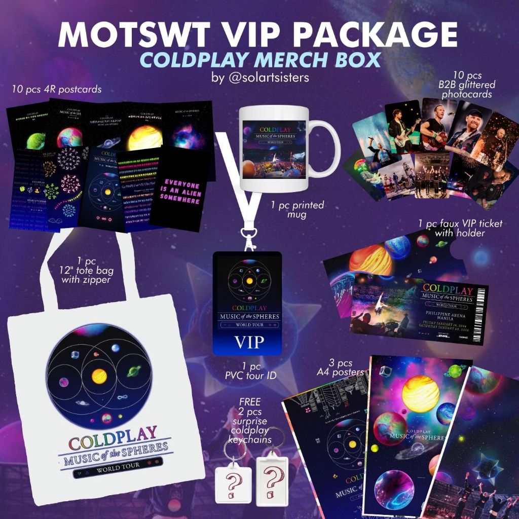 Coldplay Music of the Spheres World Tour VIP package merch box fanmade