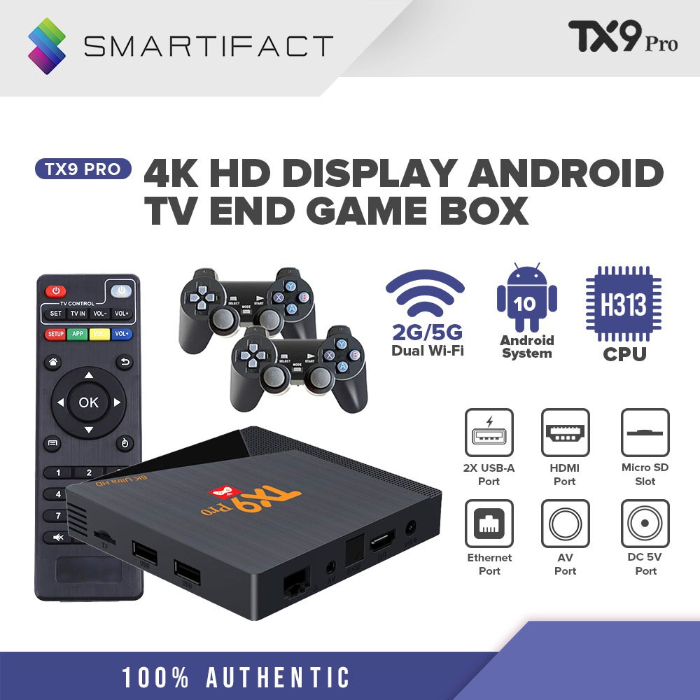 Smartifact TX9 Pro 4K Smart TV Box Game Console Set Support 2.4G WiFi  Android 9 Smart Tv Box 8Gb