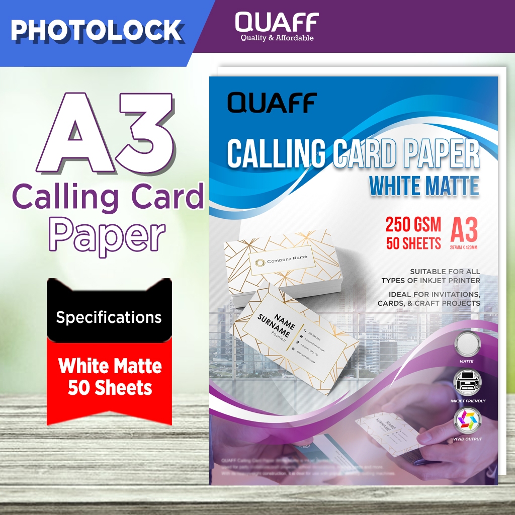 QUAFF Calling Card Paper 250GSM & 300GSM A3 (297*420m) White Matte ...