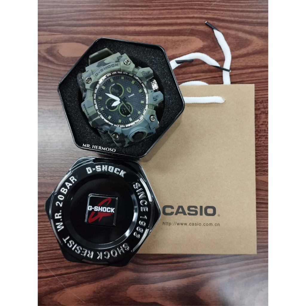 G Shock watch for Men Waterproof and Shock Resistance in Ferrari Camouflage Green OEM