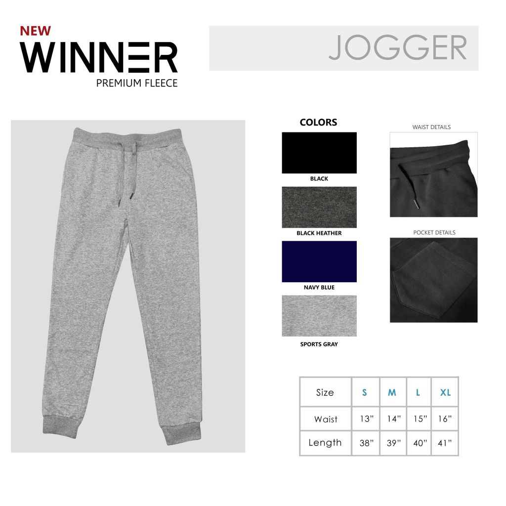 WINNER PREMIUM FLEECE JOGGER PANTS | Shopee Philippines