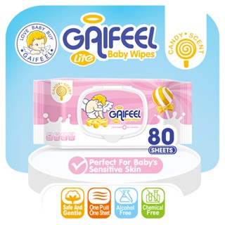 GAIFEEL LITE Baby Wipes Unscented CANDY Scent 80 SHEETS Wet Wipes for ...