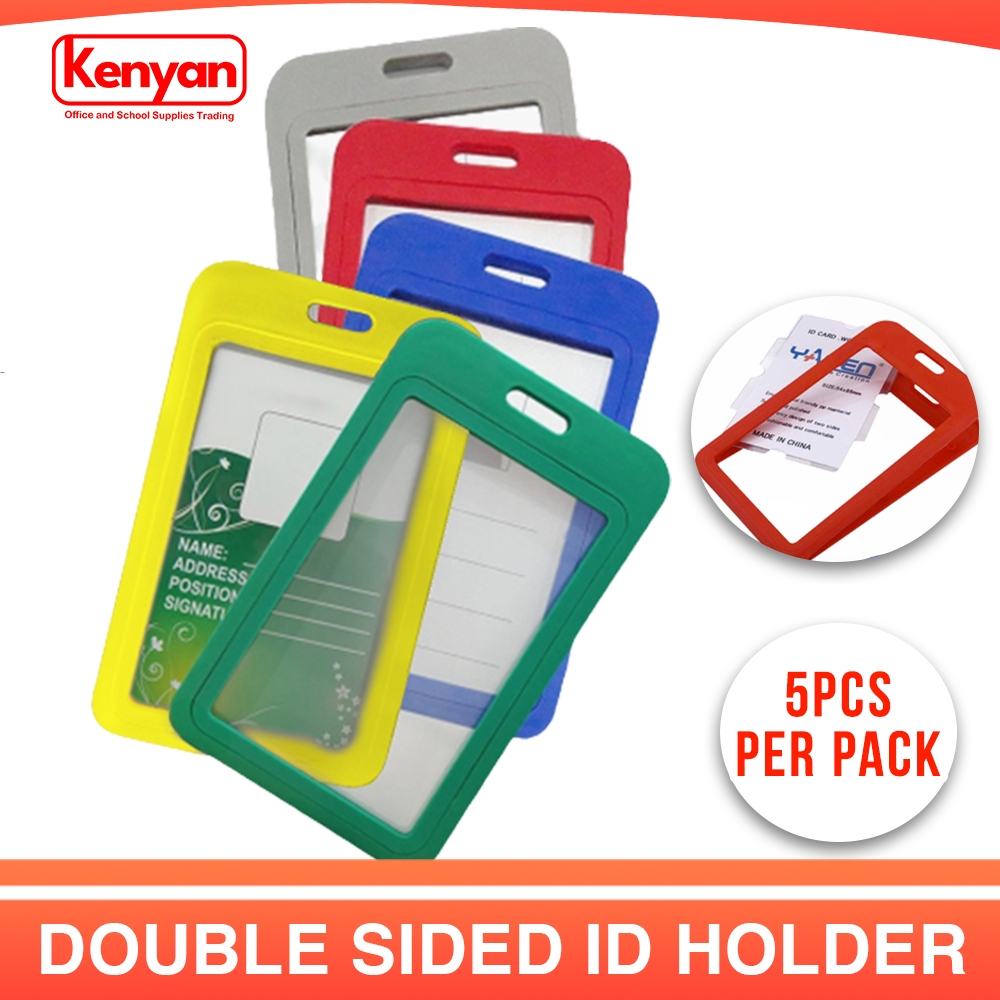 Double Sided Id Card Holder Protector Case Vertical 5pcs Bluegreen