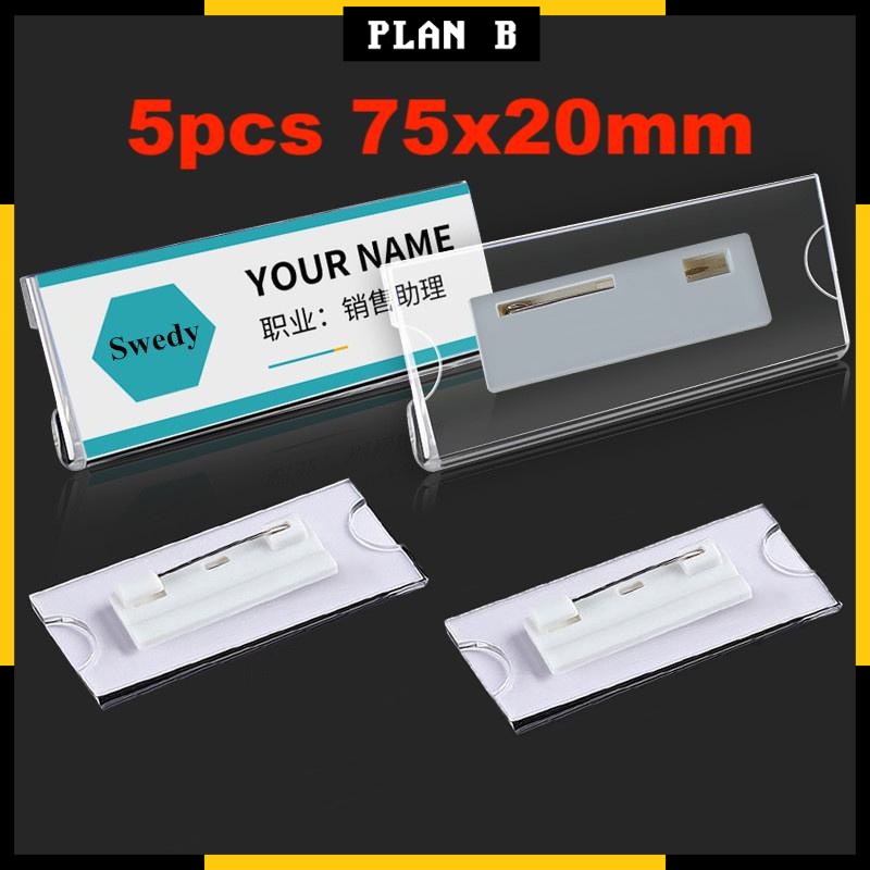 5pcs Acrylic Pins Name Tag Holders ID Name Plate Badge Holder Business ...