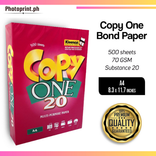 Copy One Bond Paper White Short, Long & A4 Size 70Gsm - 500 Sheets Pack ...
