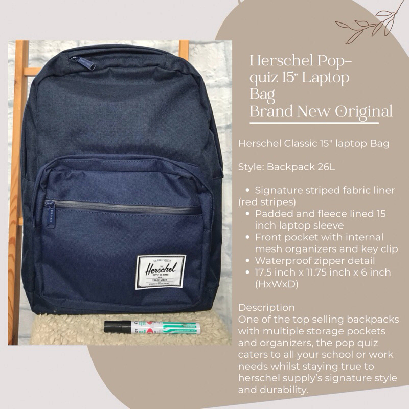 Herschel 15 inch laptop backpack online