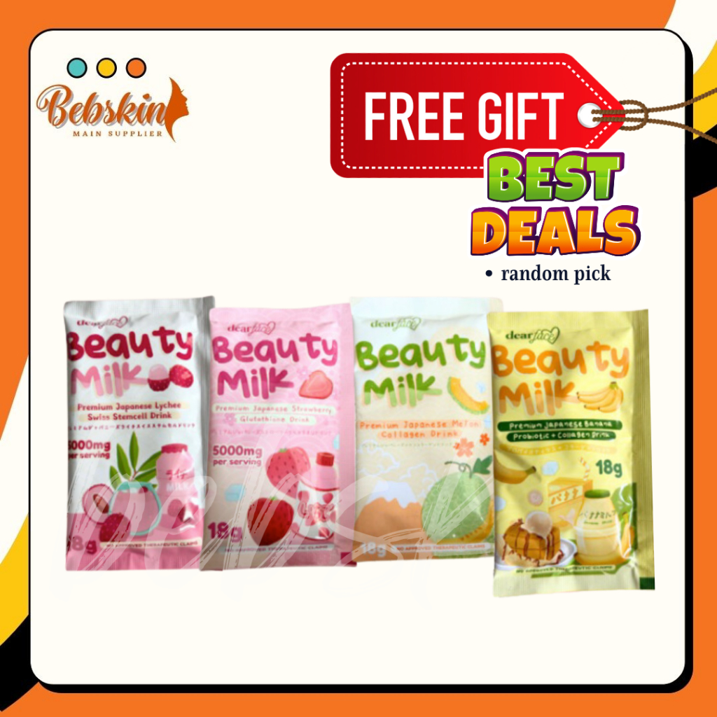Dear Face Beauty Milk Sachet Japanese Melon Strawberry Lychee Collagen Drink Beautymilk