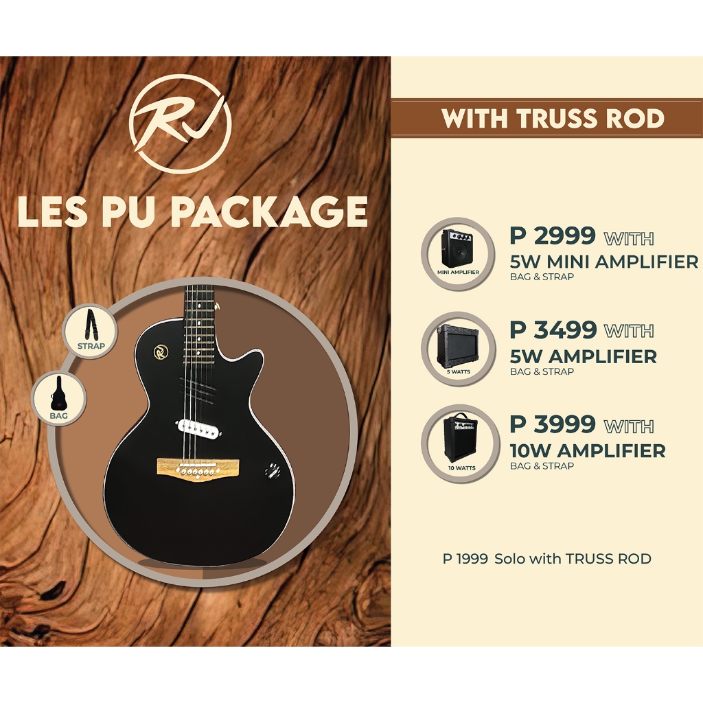 RJ Gitarang Tipid Les Pu Package Acoustic Electric Guitar WITH TRUSSROD Shopee Philippines