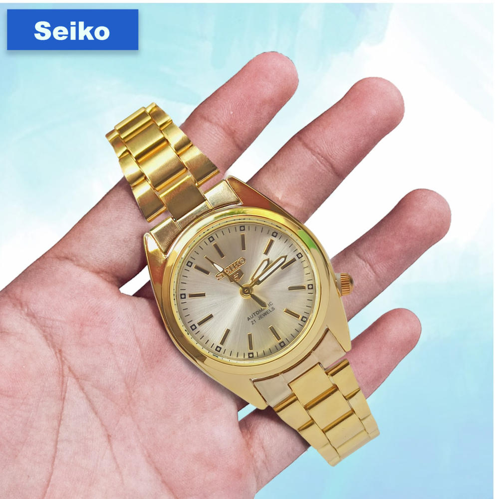 Seiko 5 Automatic Hand Movement 21 Jewels Luminous Dial Stainless Steel Watch for Women Gold Shopee Philippines