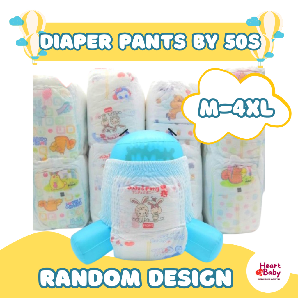 HeartBaby Ultrathin Korean Diaper pants RANDOM DESIGN One Pack by 50 ...