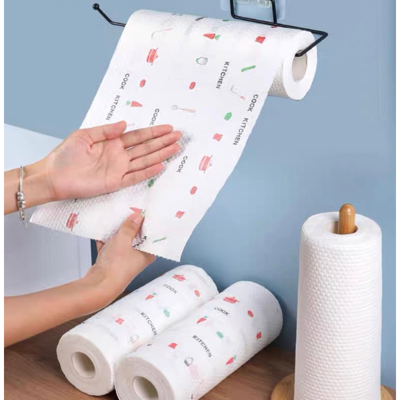 50pcs/Roll Disposable Kitchen Cleaning Paper Lazy Clean Rag reusable ...