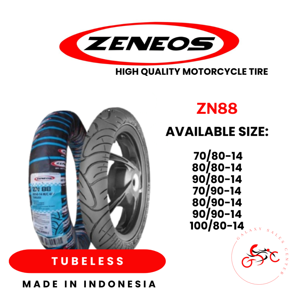 ZENEOS ZN88 MOTORCYCLE TIRE TUBELESS BY 14 MADE IN INDONESIA | Shopee ...