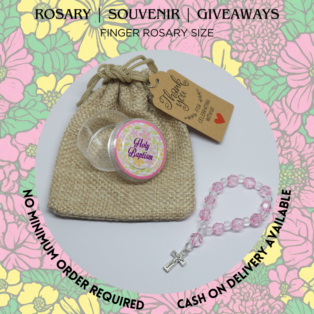 For baptism christening of baby girl souvenir giveaways rosary with case cute colors (HB5433) (A