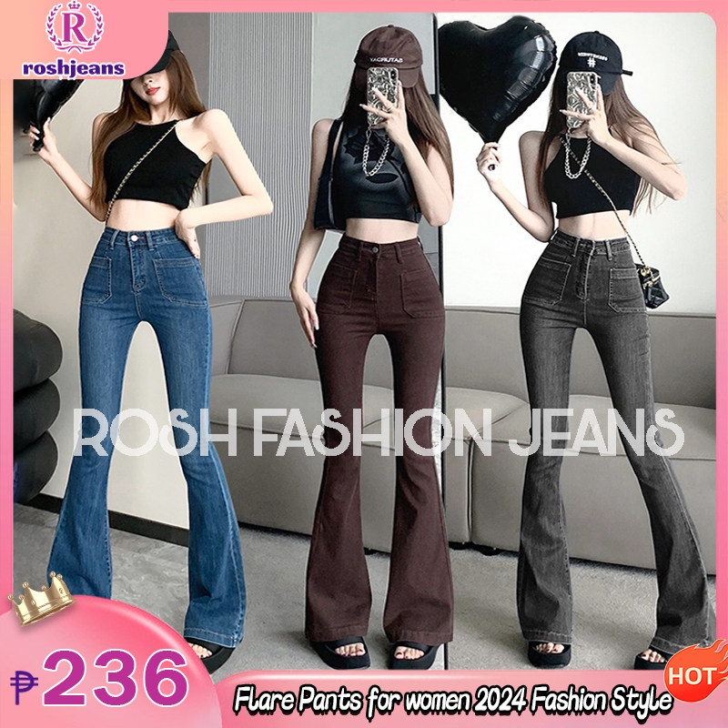 Sexy Korean Fashion High Waist Bootcut Flare Pants Retro Jeans Stretchable Boot  cut For Women*2139