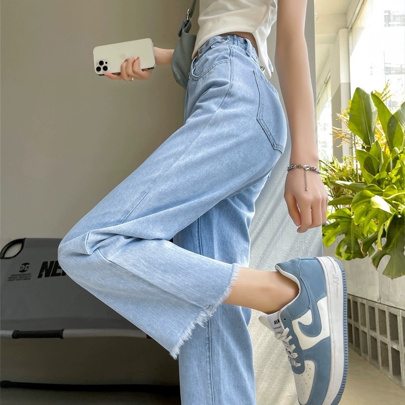 ZHI XIN Korean extra wide denim Square Pants loose pants High waist ...