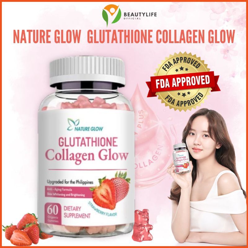 Nature Glow Glutathione Collagen Glow Gummies Anti-aging Whitening Skin 