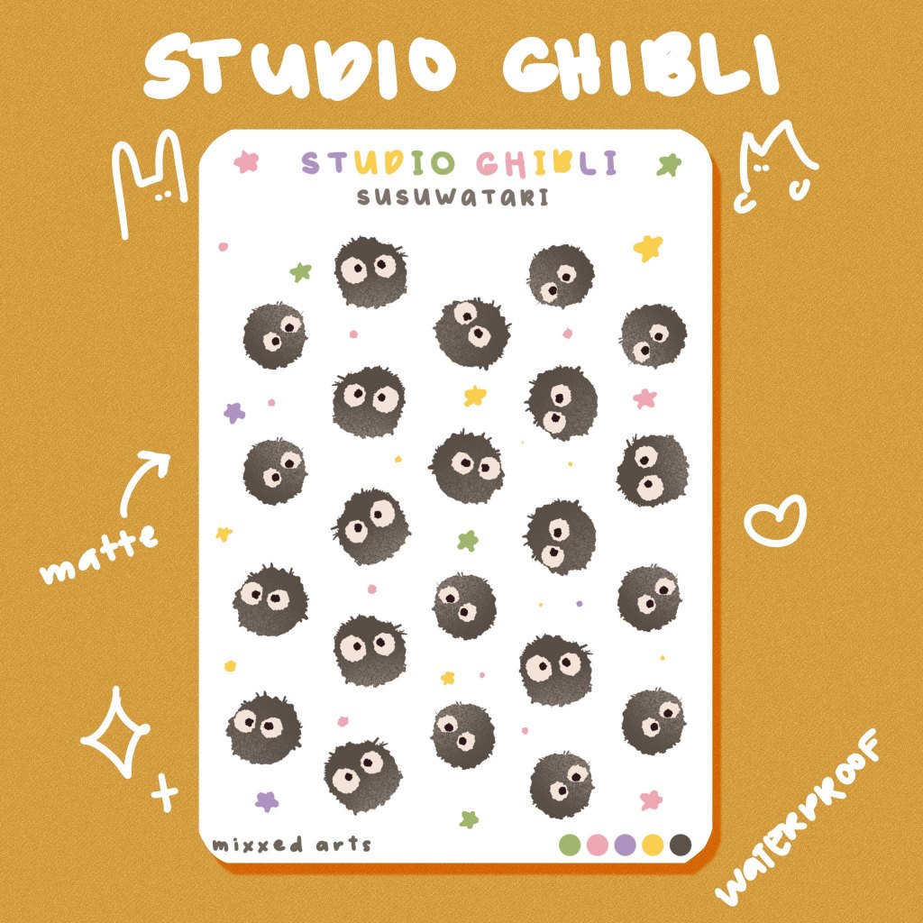 Studio Ghibli Susuwatari- Soot Sprite Waterproof Sticker Sheet ...